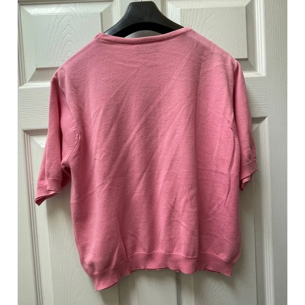 Vintage‎ Talbots Petites Women's SP Pink Short Sleeve Sweater Made in Portugal